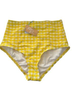 KONA SOL Yellow High Waist Full Seat Coverage Summer Bikini Bottom Medium (8-10)